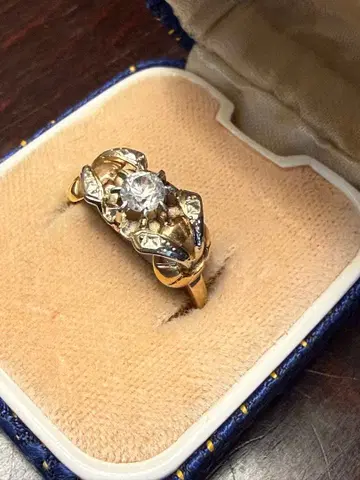 빈티지 9ct 빈티지 천연 지르콘 반지 13호