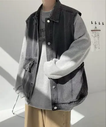 블랙 데님 베스트