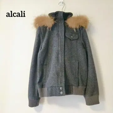 alcali 알칼리 퍼 포함 그레이 자켓 숏코트