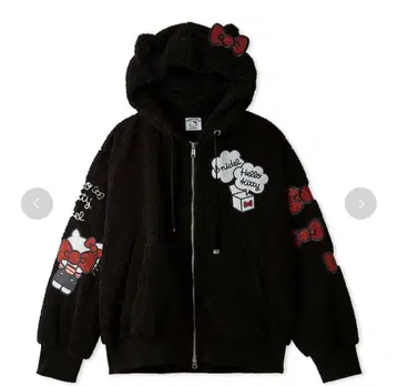 SNIDEL HELLO KITTY 프리미엄 후드티 키티 BLK