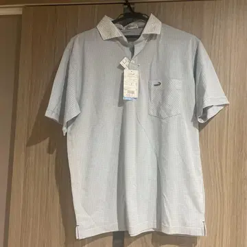 Crocodile 스카이블루 체크 무늬 피케 셔츠 M 사이즈