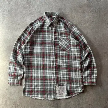 80s90s 아메리칸 에디션 프린트 플란넬 셔츠 USA제 L 올리브