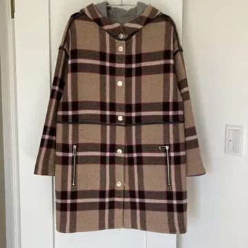PINKO 핑코 이탈리아제 리버서블 롱 코트 체크 그레이