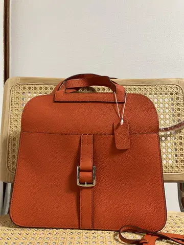오렌지 가죽 핸드백 중형