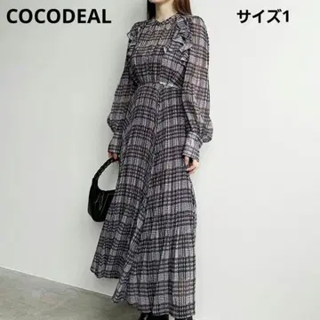 체크 프린트 플리츠 원피스 COCODEAL 사이즈 1