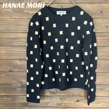[ 하나에 모리 ] HANAEMORI 블랙 정사각형 니트 스웨터 M