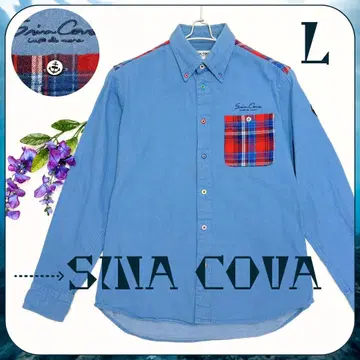 SINA COVA 시나코바 버튼 다운 데님 셔츠 체크 포켓 L