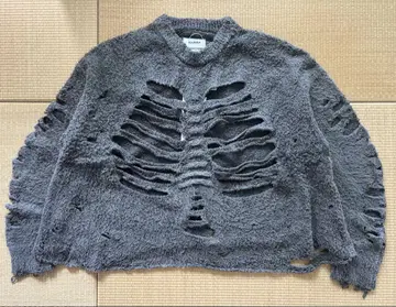 doublet 데미지 가공 그레이 니트 스웨터