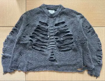 doublet 데미지 가공 그레이 니트 스웨터