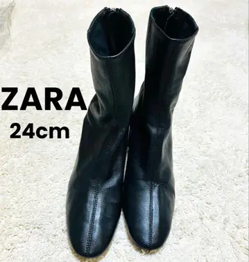 자라 여성용 백지퍼 허브 부츠 블랙 24cm