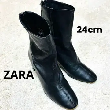 새상품급 자라 여성용 백지퍼 허브 부츠 블랙 24cm