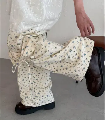 kutir 모듬 더블 리본 와이드 카고 팬츠