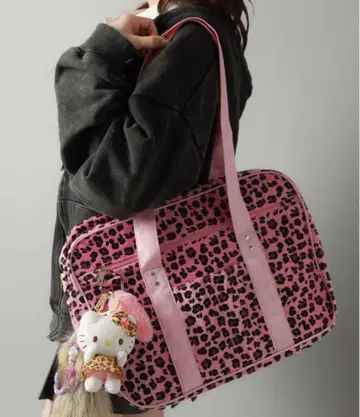 SPINNS 핑크 레오파드 무늬 토트백 갸루 스타일 gal