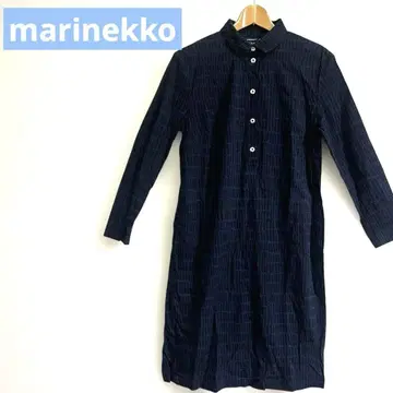 [ 새상품급 ] marimekko 셔츠 원피스 네이비 38 코튼 혼방