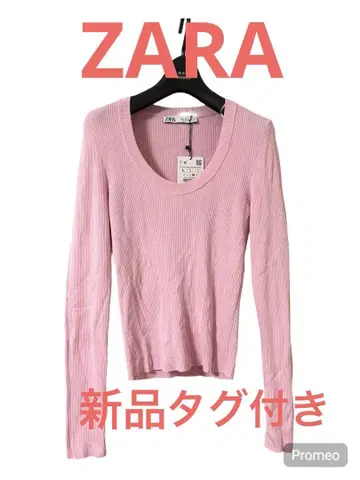 ZARA 택 포함 새상품 리브 니트 핑크 상의 긴팔 니트