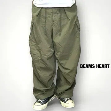 새상품 BEAMS HEART 와이드 카고 팬츠 립스탑 밀리터리 L