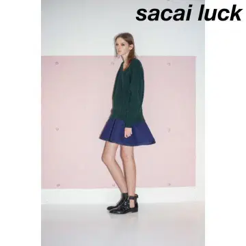 sacai luck 케이블 니트 스커트 도킹 콤비 원피스