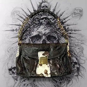 Cowhide Glam Chain Bag