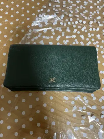 그린 가죽 장지갑 카드 포켓 다수