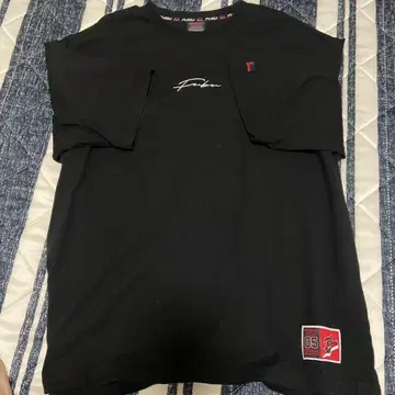 FUBU 블랙 T셔츠 로고 자수