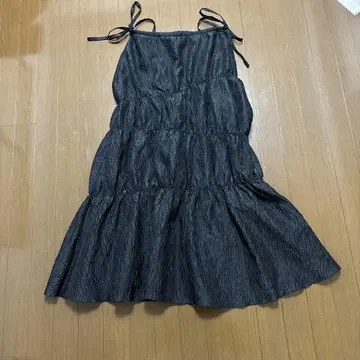 ADAM ET ROPE' 블랙 티어드 롱 스커트