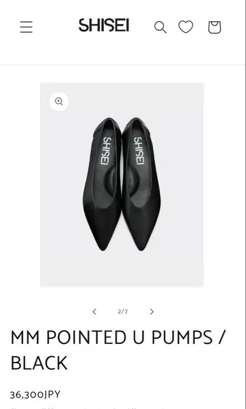SHISE 시세이 플랫슈즈 MM POINTED U / 블랙 37.5