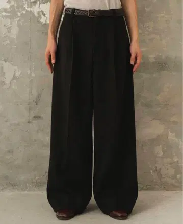 camphor wood wide baggy tweed slacks M