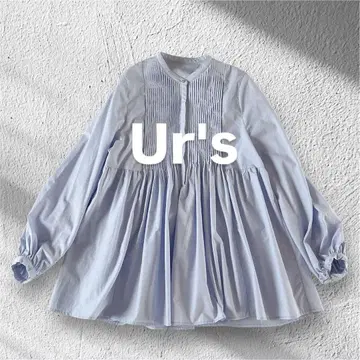[ 새상품급 ] ur's 골드 핀턱 블라우스 스카이블루 M