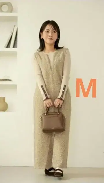시마무라 yumi 오버롤 스커트 베이지 M 새상품