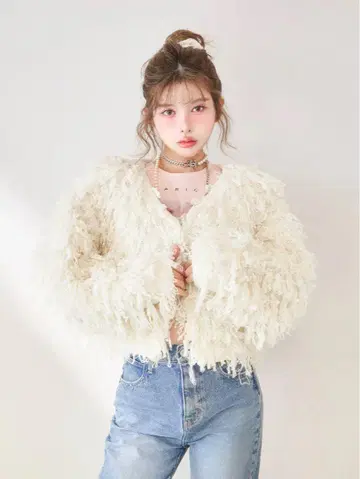 다리치 컬러 루프 니트 가디건