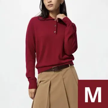 유니클로 메리노 폴로 스웨터 레드 478333