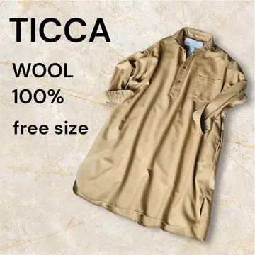 TICCA 티카 울 100% 셔츠 원피스 프리 사이즈 베이지