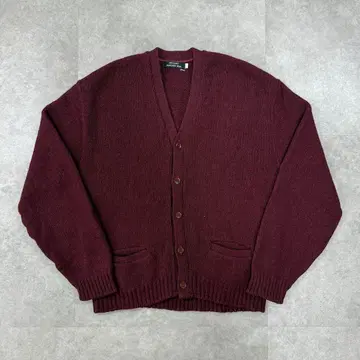 70s 빈티지 울 가디건 니트 버건디 vintage