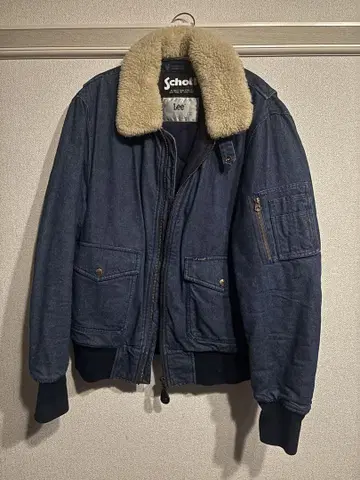 Schott x Lee 데님 플라이트 자켓 L 사이즈