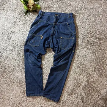 메르시보쿠 앞뒤 사루엘 데님 릴랙스 귀여움 체형 커버 내추럴