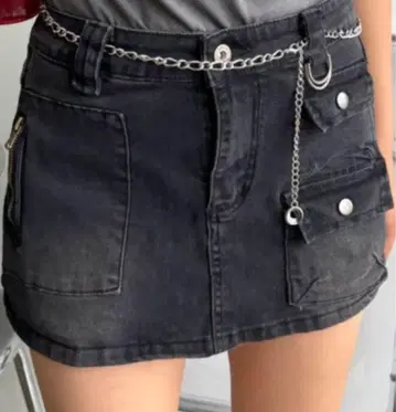 더블 포켓 데님 숏 치마바지