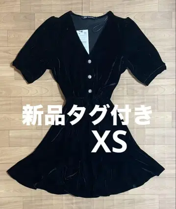 미사용 새상품 ZARA 자라 벨로아 원피스 미니 기장 허리밴딩 XS
