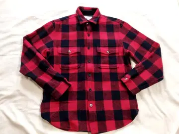 WALLACE & BARNES 빨간색 블랙 체크 울 셔츠 M 사이즈