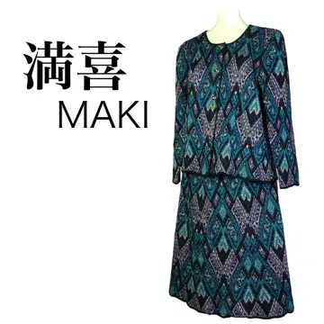 [ 만키 MAKI ] 빅 사이즈 일본제 니트 수트 셋업 기하학 패턴