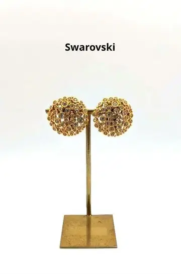 스와로브스키 라운드 큐빅 골드 귀찌