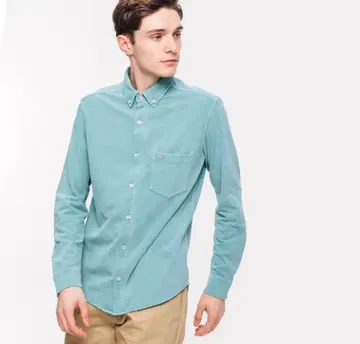 라코스테 LACOSTE 린넨 코튼 워시 셔츠 (에메랄드 블루)