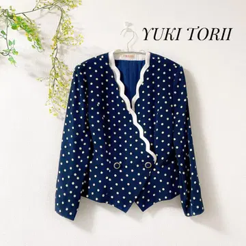 YUKI TORII 유키토리 네이비 도트 재킷 화려함 레트로 일본제