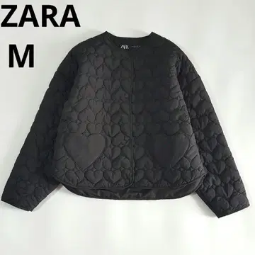 새상품급 ZARA 하트 퀼팅 자켓 충전솜 하트 포켓 부착 블랙 M