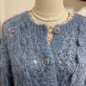 vintage 모헤어 손뜨개질 레트로 가디건