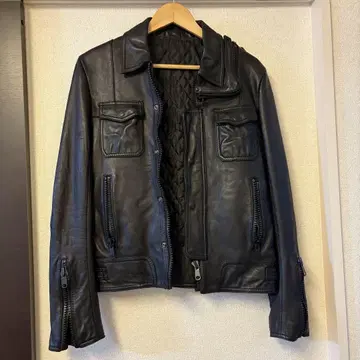 초레어 S 사이즈 STUD HOMME 가죽 L자 지퍼 가죽 자켓 42