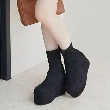 MAJESTIC LEGON 통굽 스트레치 숏부츠 L 블랙