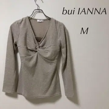 bui IANNA 티셔츠 (M) V넥 라메 짙은 베이지