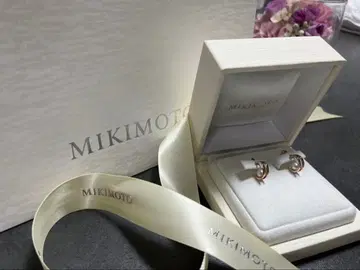 MIKIMOTO 핑크 골드 펄 후프 귀걸이