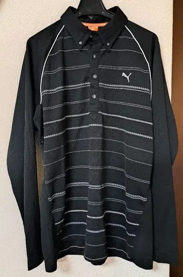 PUMA 블랙 긴팔 피케 셔츠