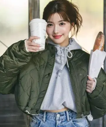 MIEL CRISHUNANT 리버서블 돌먼 퀼팅 숏 자켓